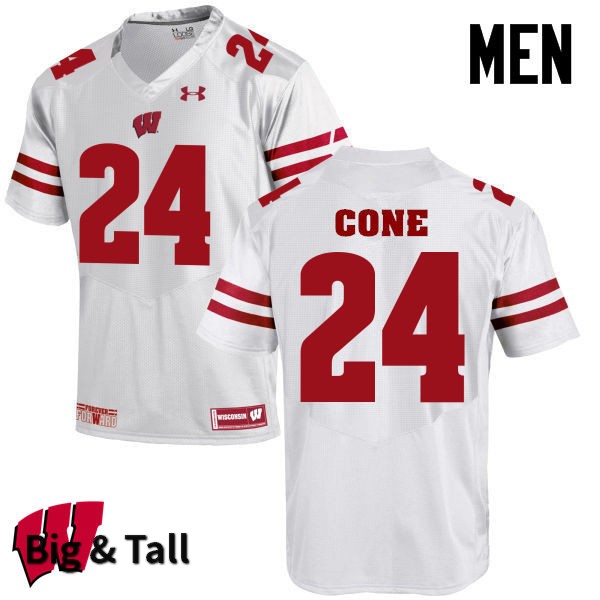 Wisconsin Badgers Men's #24 Madison Cone NCAA Under Armour Authentic White Big & Tall College Stitched Football Jersey CG40W66DR